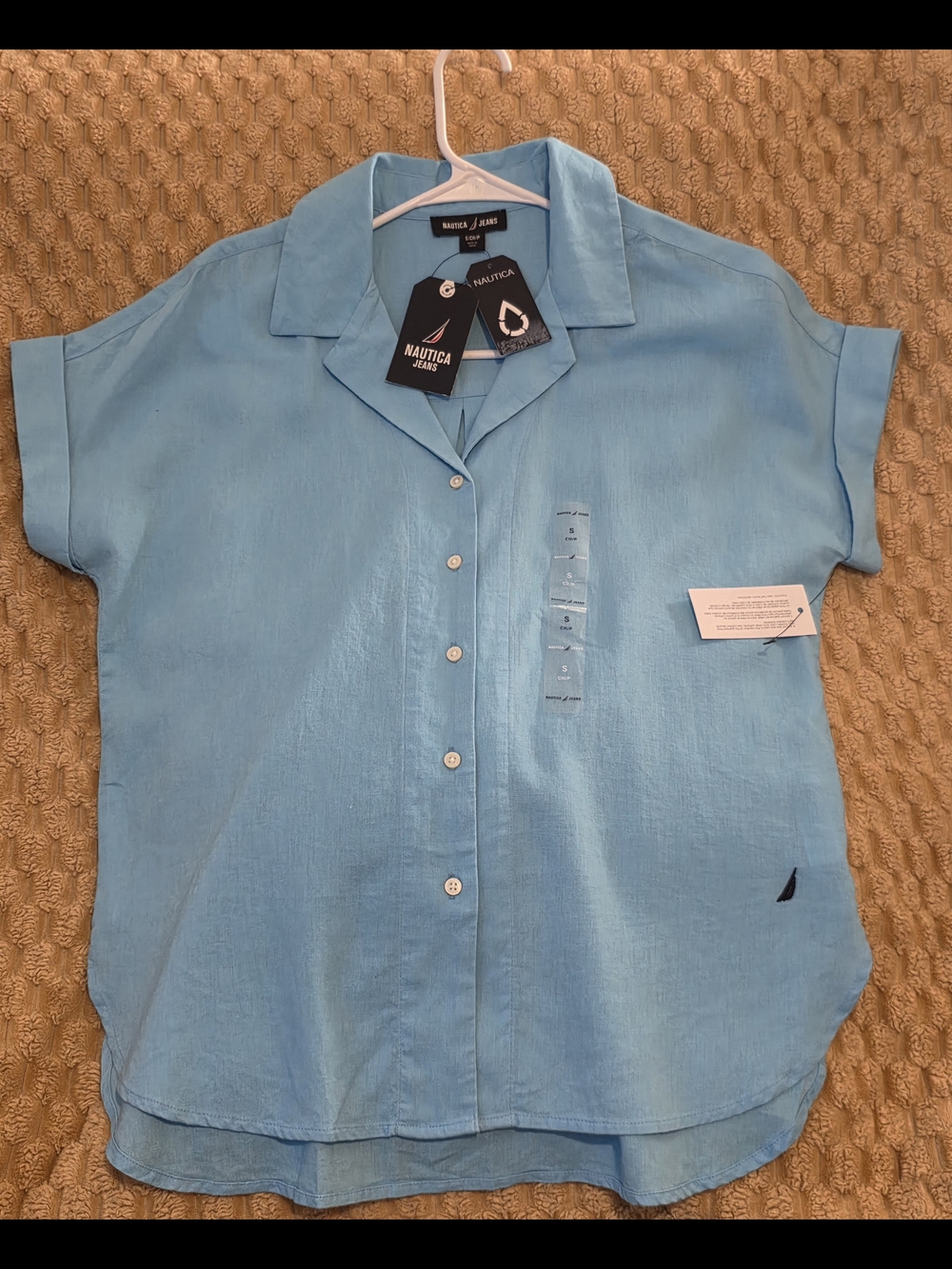 NWT Nautica Jeans Cape Cod Blue Button Down Shirt • Size S 🌊👕